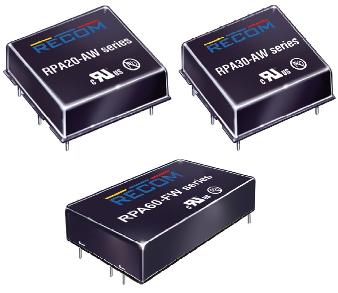 RECOM Power RPA20-AW, RPA30-AW & RPA60-FW DC/DC Converters